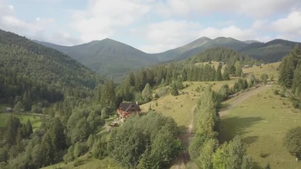 Latające Innych Letnich Karpat Pobliżu Przez Wieś Dzembronya Słoneczny Dzień — Wideo stockowe