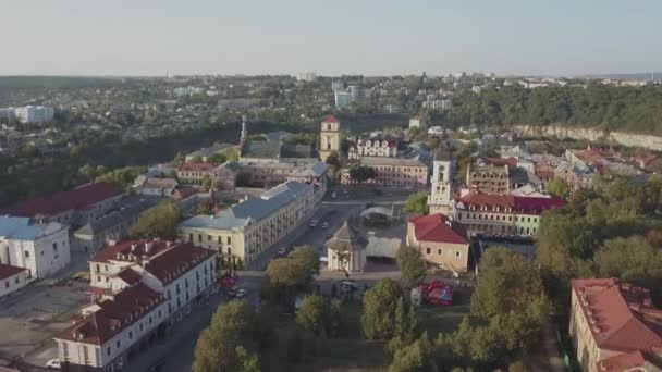 Flygfoto Över Historiska Staden Kamjanets Podilskyj Ukraina — Stockvideo