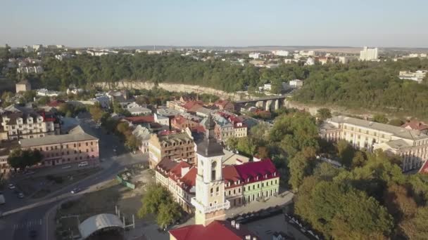 Aerial View Historic City Kamianets Podilskyi Ukraine — Stock Video