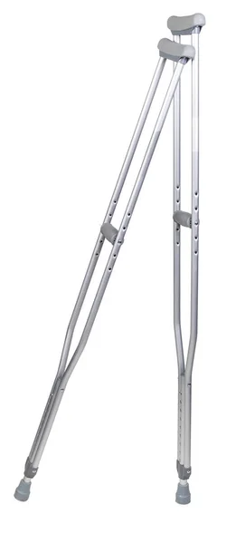 A pair of aluminum crutches isolated on white — Stock Photo, Image