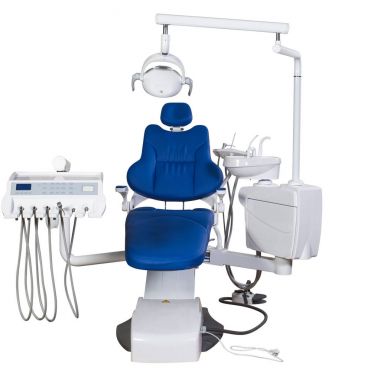 Beyaz arka plan üzerinde izole Modern mavi dişçi koltuğu