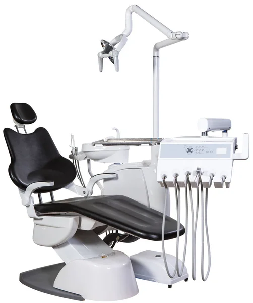 Cadeira moderna dentista preto isolado no fundo branco — Fotografia de Stock