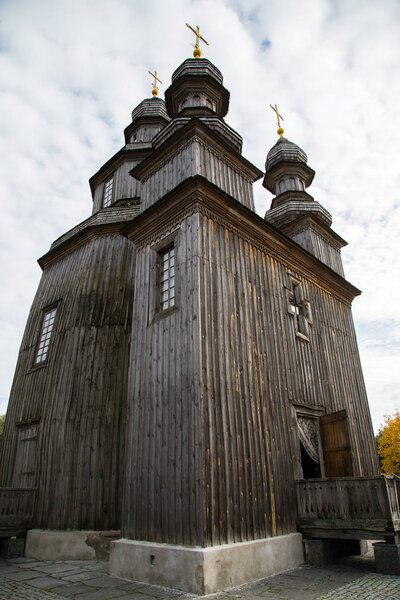 Wooden Cossacks Tserkva (St.George's Church) in Ukrainian villag