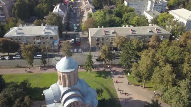 Chernihiv Ουκρανία Σεπτέμβριος 2018 Αεροφωτογραφία Στην Εκκλησία Pyatnytska Και Κέντρο — Αρχείο Βίντεο