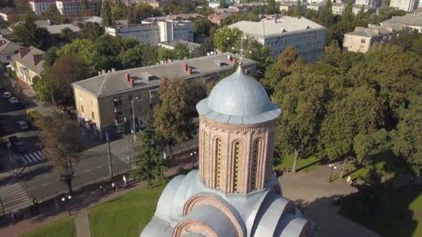 Chernihiv Ukraine September 2018 Aerial View Pyatnytska Church Center City — ストック動画