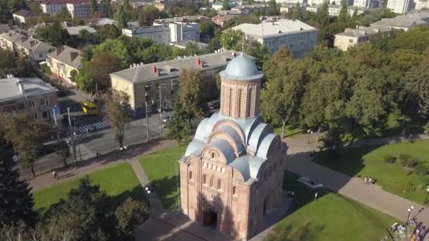 Chernihiv Ukraine September 2018 Luftaufnahme Der Pyatnytska Kirche Und Des — Stockvideo