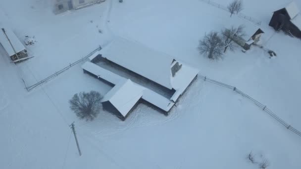 Aerial View Old Grazhda Hut Typical Galicia Homestead Residential Commercial — 图库视频影像