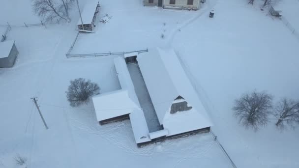 Aerial View Régi Grazhda Hut Tipikus Galícia Tanya Amikor Lakó — Stock videók