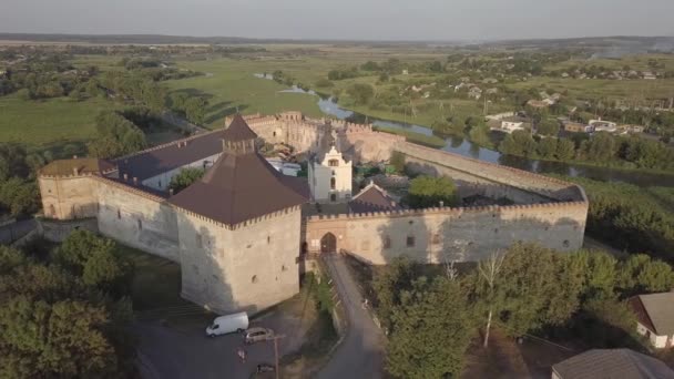 Aérienne Château Medzhybizh Des Fortres Les Forts Couronne Royaume Pologne — Video