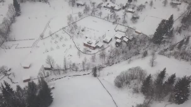 Rustig Gezellig Sprookjesachtig Dorpje Kryvorivnia Bedekt Met Sneeuw Het Karpaten — Stockvideo