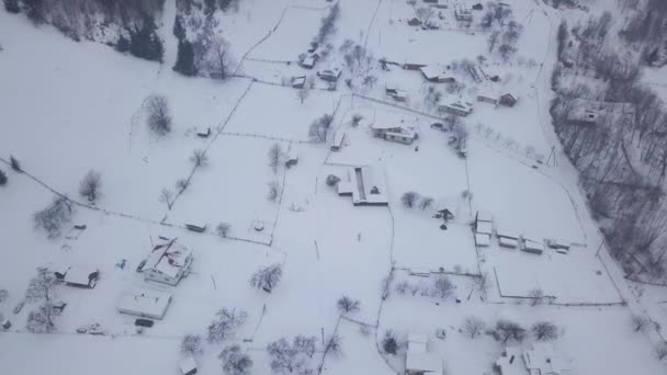 Vila Conto Fadas Calma Acolhedora Kryvorivnia Coberto Com Neve Nas — Vídeo de Stock