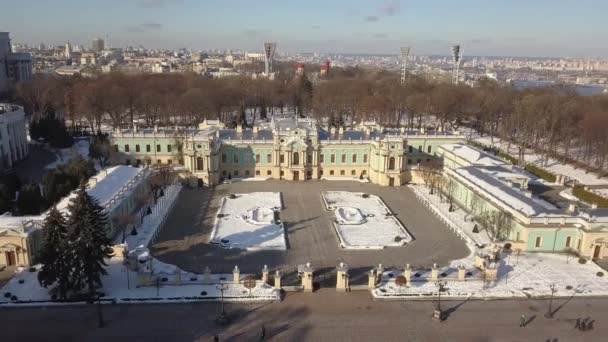 Luchtfoto Naar Mariyinsky Palace Winter Het Officiële Ceremoniële Residentie Van — Stockvideo