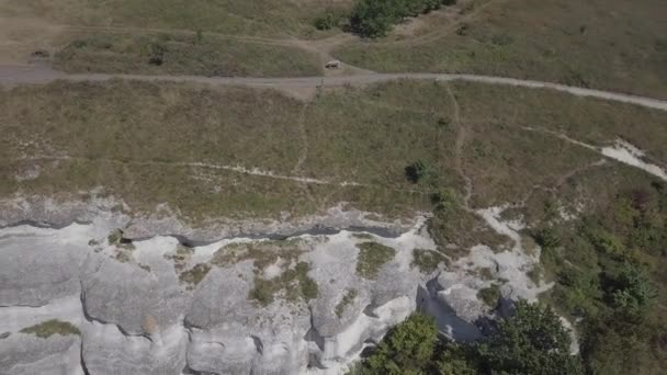 Vista Panorámica Del Monasterio Roca Bakota Río Dniester Región Khmelnitskiy — Vídeo de stock