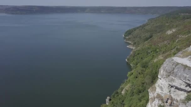 Aerial View Bakota Bay Dniester River Podilski Tovtry National Park — Stock Video