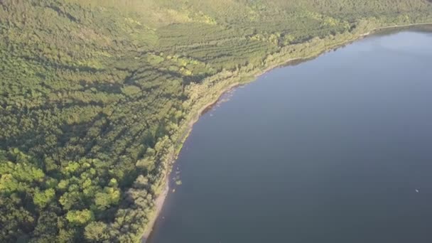 Vista Aérea Bahía Bakota Río Dniester Parque Nacional Podilski Tovtry — Vídeo de stock