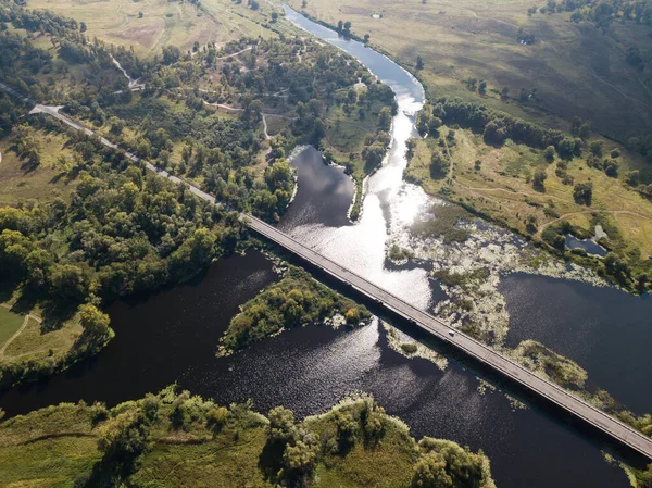Ponte Aérea Para Auto Estrada Sobre Rio Desna Região Chernihiv — Fotografia de Stock