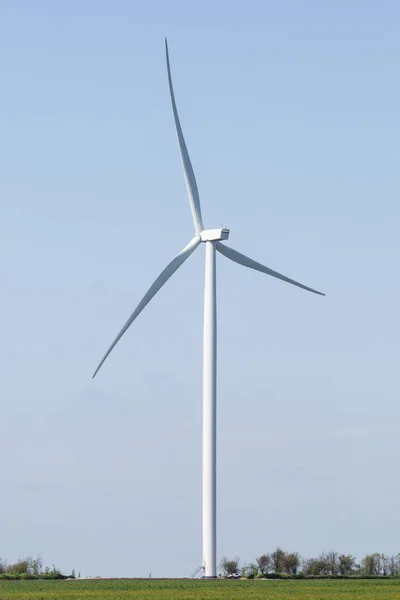 Som Genererar Vindkraftverk Med Blå Himmel Bakgrunden Grön Energi — Stockfoto
