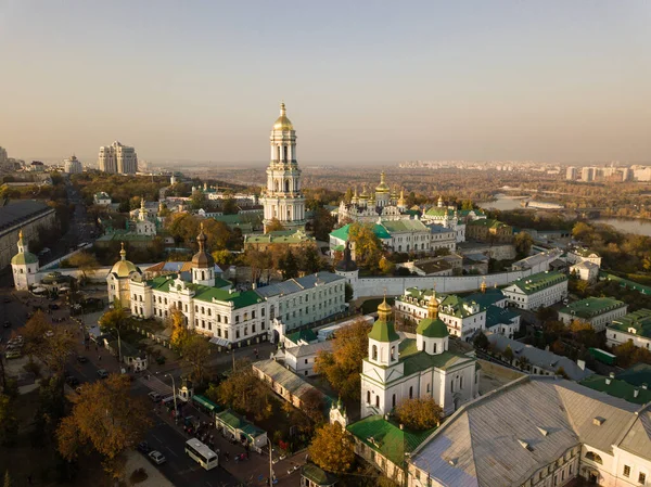 Flygfoto Till Kiev Pechersk Lavra Vid Solnedgången Ett Världsarv Från — Stockfoto