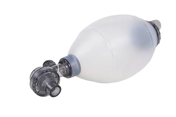Saco Médico Moderno Ambu Para Ventilação Pulmonar Artificial Isolado Branco — Fotografia de Stock