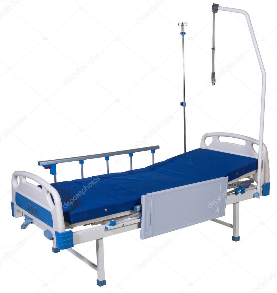 Modern mobile transforming medical bed isolated on white background