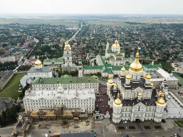 Letecký Pohled Největší Pravoslavný Církevní Komplex Klášter Kolej Pochayiv Lavra — Stock fotografie