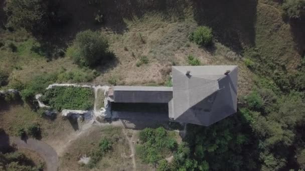 Vista Aérea Del Castillo Medieval Ruinas Halych Colina Día Soleado — Vídeos de Stock