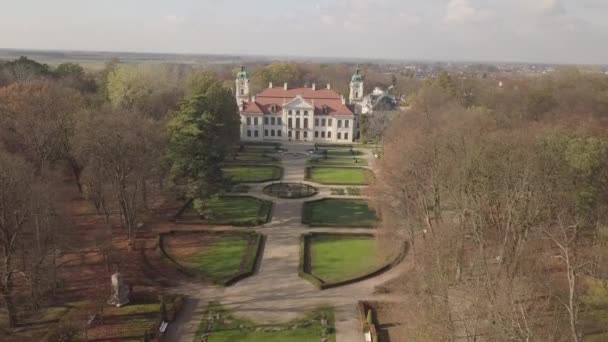 Kozlowka Polonia Octubre 2019 Vista Aérea Otoño Palacio Zamoyski Kozlowka — Vídeos de Stock