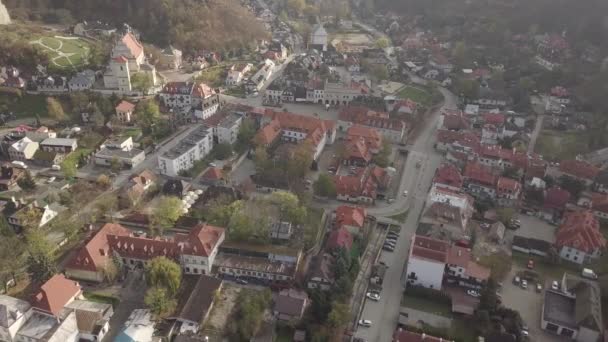 Aerial Panoramic View Ruins Medieval Royal Castle Kazimierz Dolny Vistula — Stock Video
