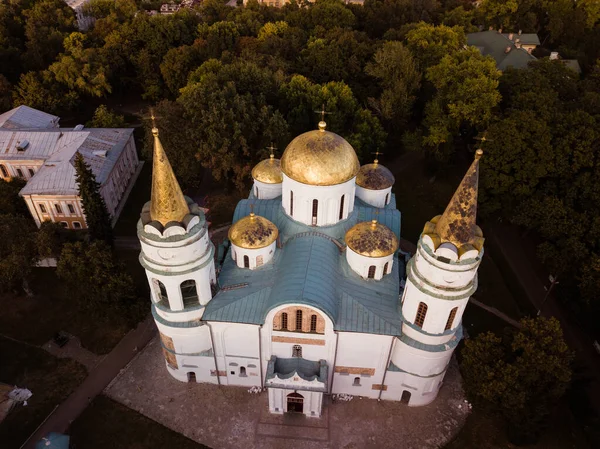 Letecký Pohled Spasitele Transformace Katedrála Černihiv 1030 Nejstarší Kostel Ukrajině — Stock fotografie