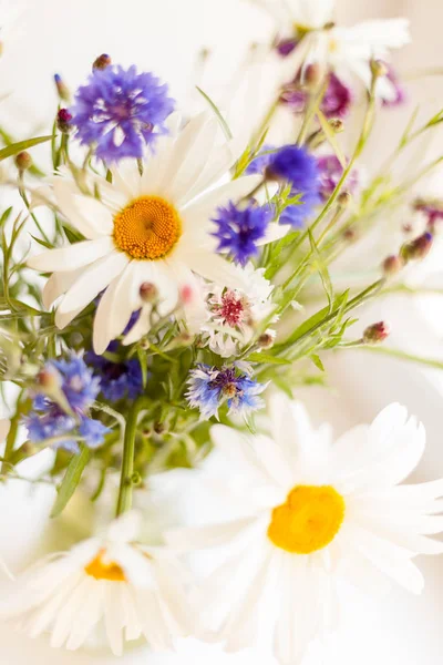 Bodegón Con Ramo Flores Silvestres Jarra Transparente — Foto de Stock