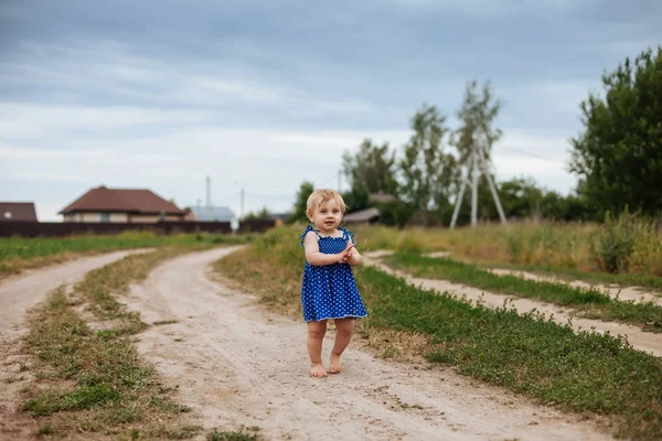 stock image Portrait of   small child in   sundress