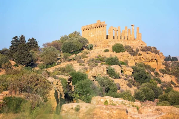 Agrigento, řecké chrámy údolí, Juno Temple (480-420 př.n.l.), Sicílie, Itálie — Stock fotografie