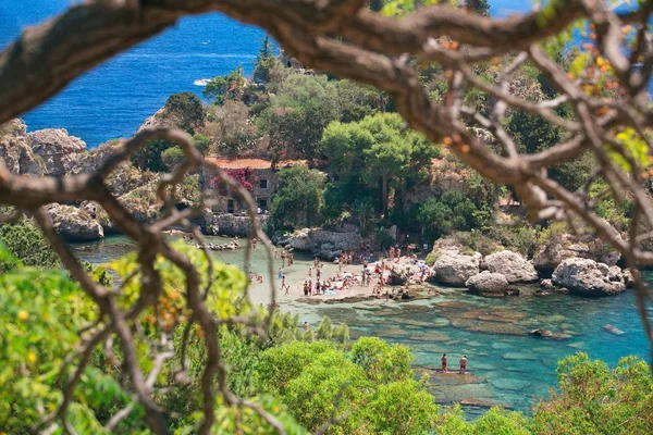 Famous beach Isola Bella at Sicily, Italy — Stock Photo, Image