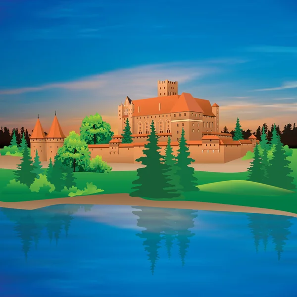 Dessin à la main dessin animé château couleur Illustration — Image vectorielle