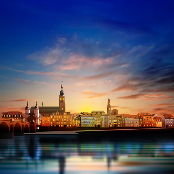 Vue panoramique de la ville médiévale en Allemagne — Image vectorielle