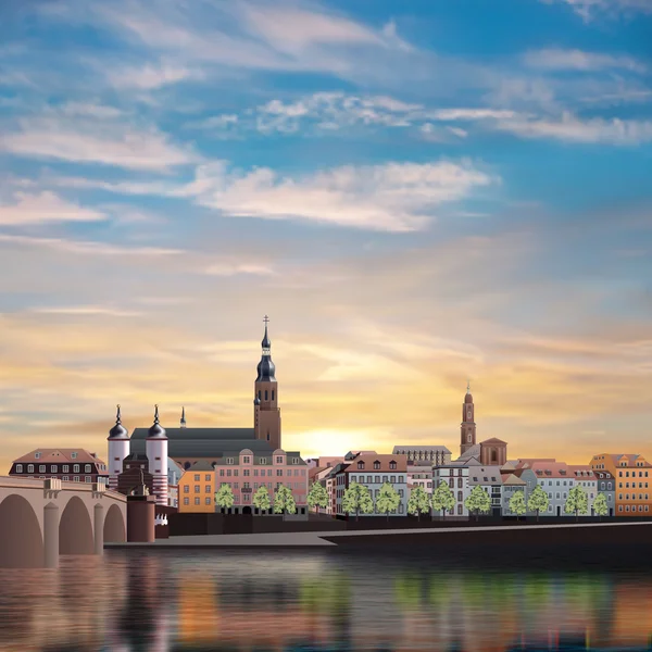 Vue panoramique de la ville médiévale en Allemagne — Image vectorielle