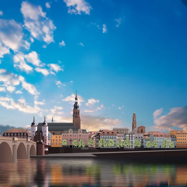 Vista panorámica de la ciudad medieval en Alemania — Vector de stock