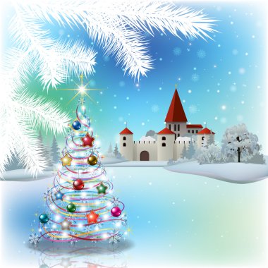 Kale silueti ile Noel tebrik