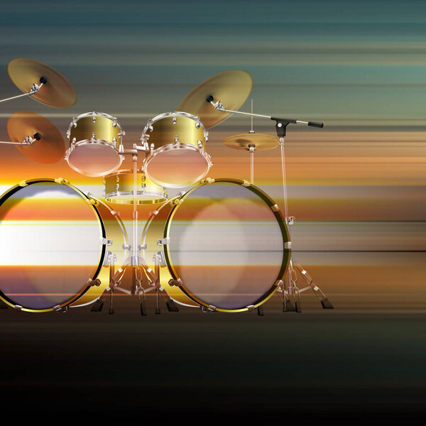 abstract grunge background with drum kit