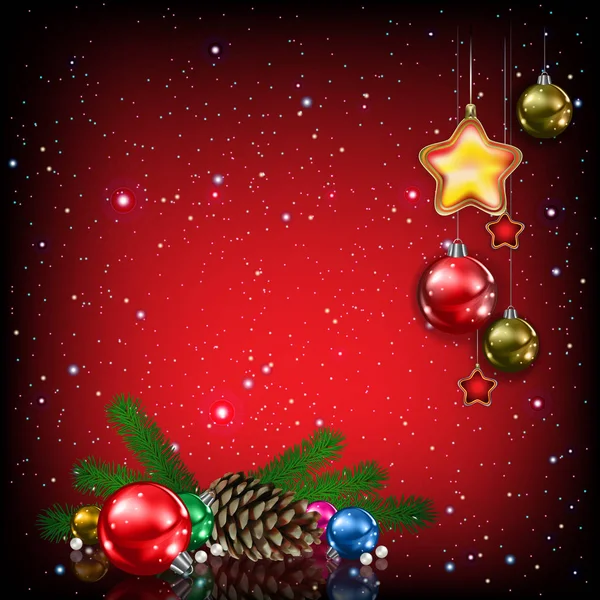 Vánoční pozdrav s vánoční ozdoby — Stockový vektor