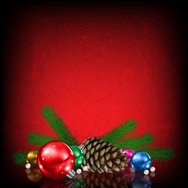 Julhälsning med julpynt — Stock vektor