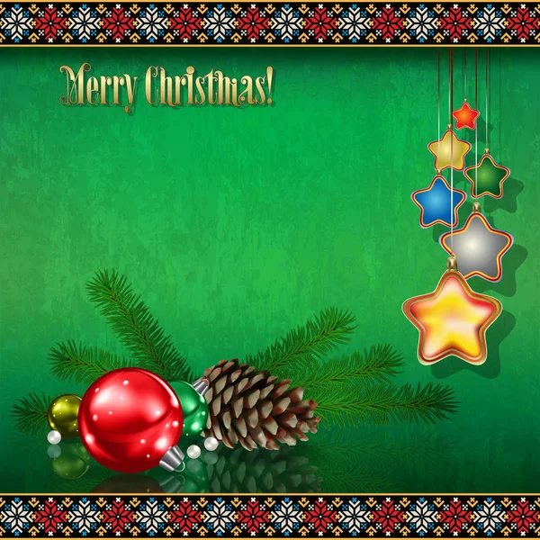 Saludo de celebración abstracta con decoraciones navideñas — Archivo Imágenes Vectoriales