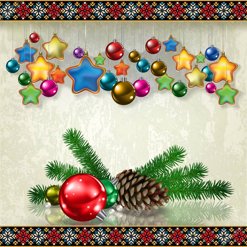 abstract celebration greeting with Christmas decorations