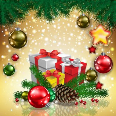 Tebrik hediyeler ve Noel süslemeleri ile soyut