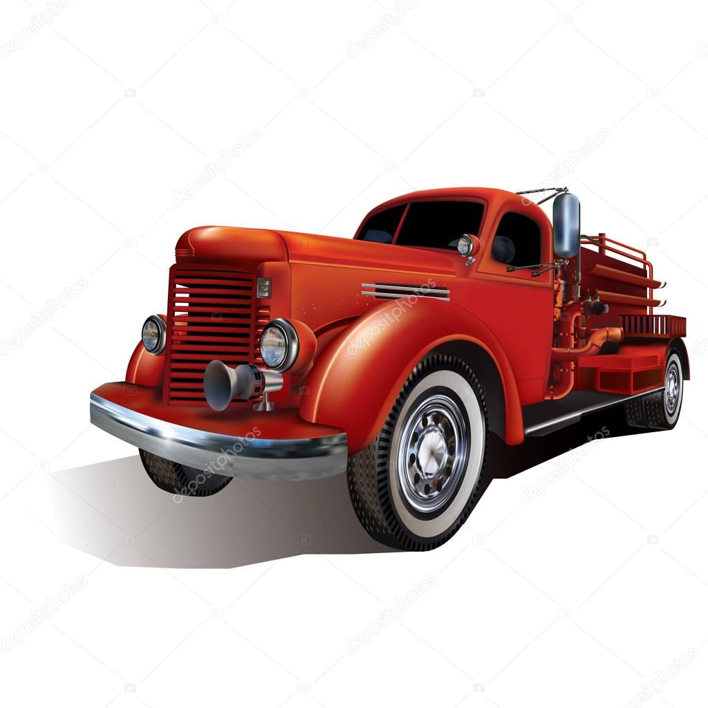 Red Fire Truck Isolated on White