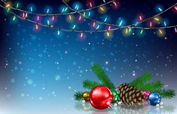 Abstrakter Hintergrund mit Weihnachtsbeleuchtung — Stockvektor