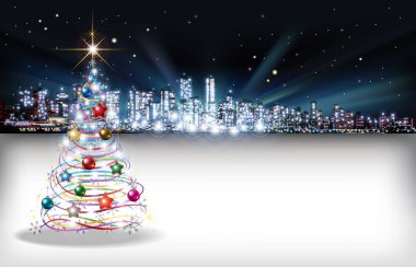 Şehir silueti ile soyut Noel tebrik