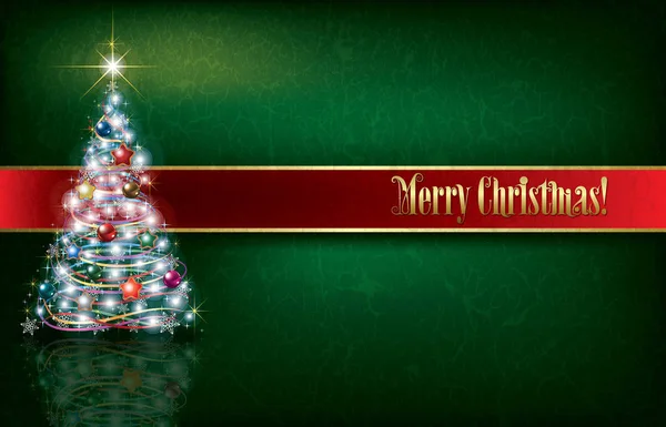 Gruß mit Weihnachtsbaum auf Grunge-Hintergrund — Stockvektor