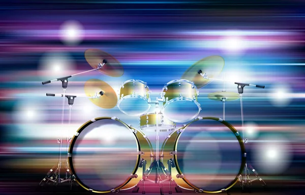 Abstract blur background with drum kit — Stock Vector