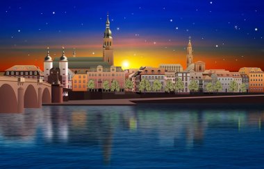 Almanya'da Ortaçağ şehrin panoramik görünümü